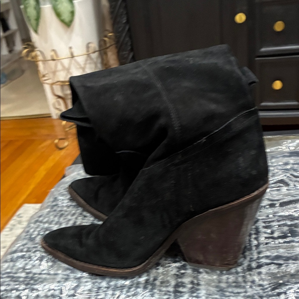 Black Suede Heeled Boots